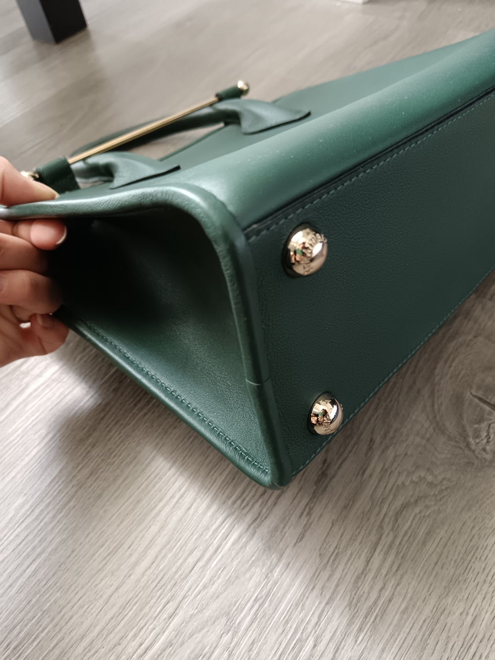 Strathberry Bottle Green Midi Tote Bag - Picture 3 of 11